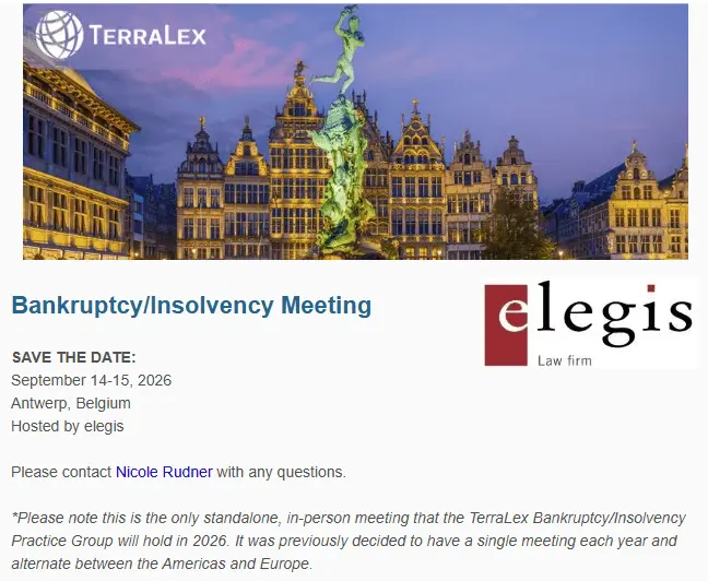 Bankruptcy/Insolvency Practice Group Meeting hosted by elegis (September 14-15, 2026)